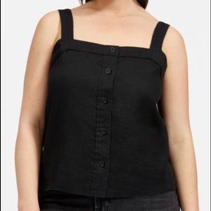 Everlane Black Linen Picnic Top